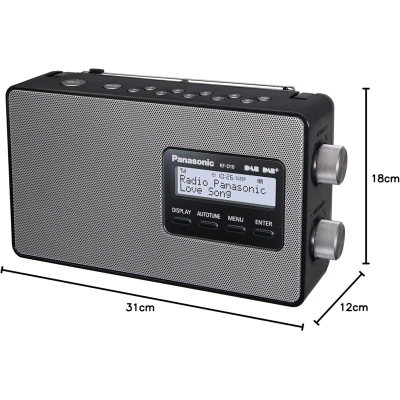 Panasonic Digital DAB & DAB+ Compatible Portable Radio - Black (RF-D10GN-K)