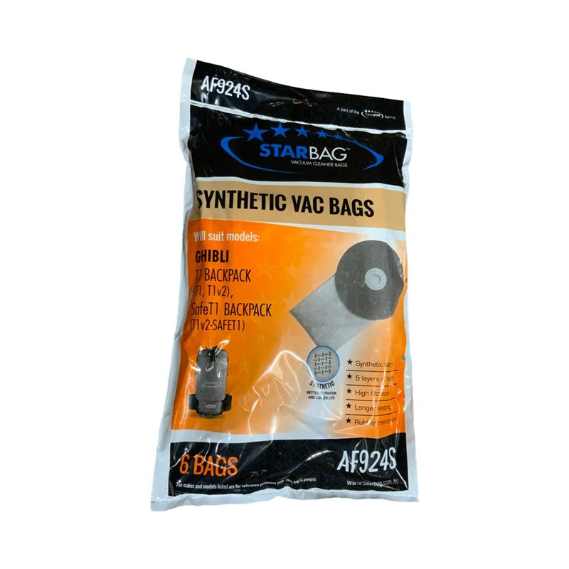Cleanstar Synthetic Disposable Bags for Ghibli T1 Backpack Vacuum Cleaner - Pack of 6 Bags