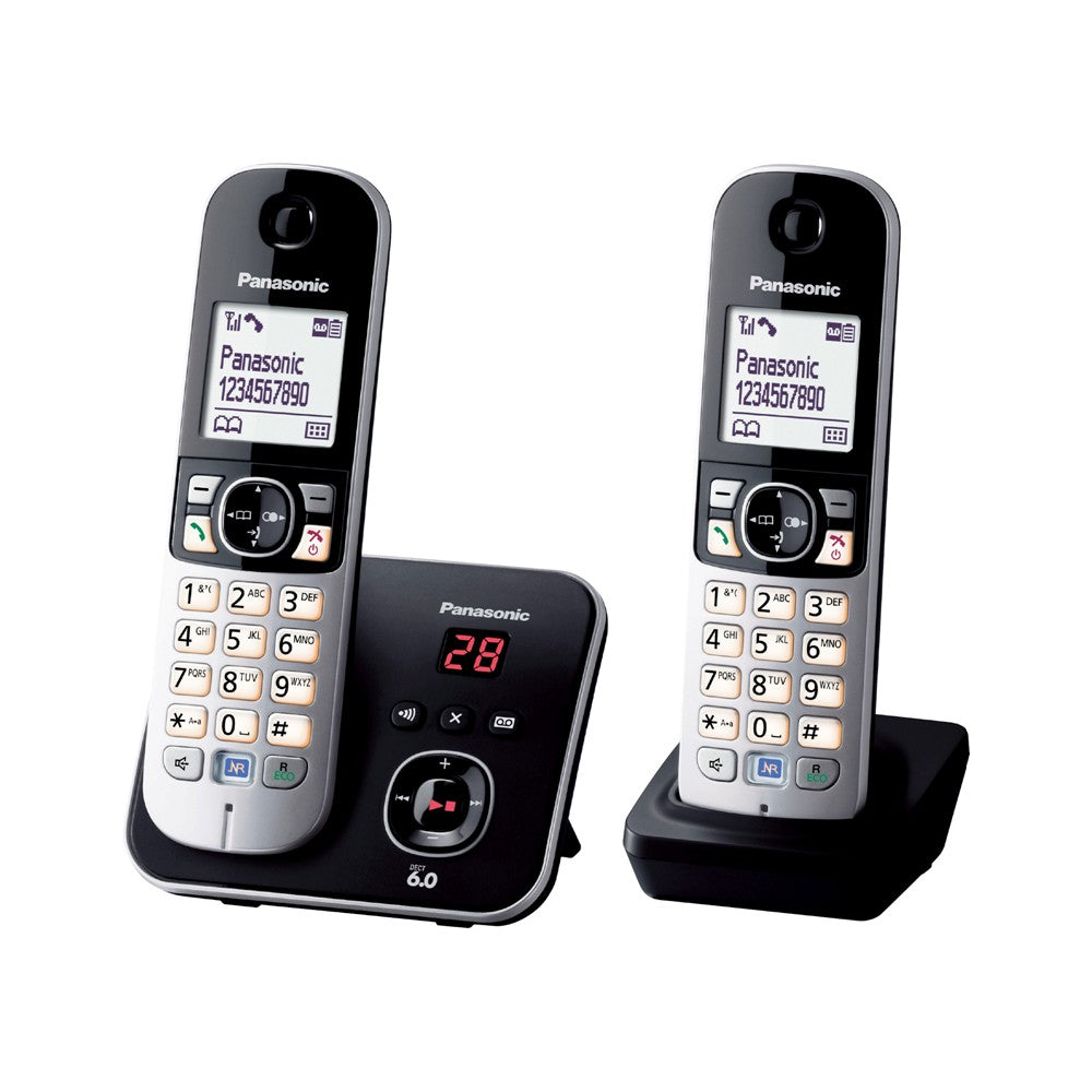 Panasonic Cordless Phone - Twin Pack - Equalizer and Noise Reduction, Works in Blackout (KX-TG6822ALB)