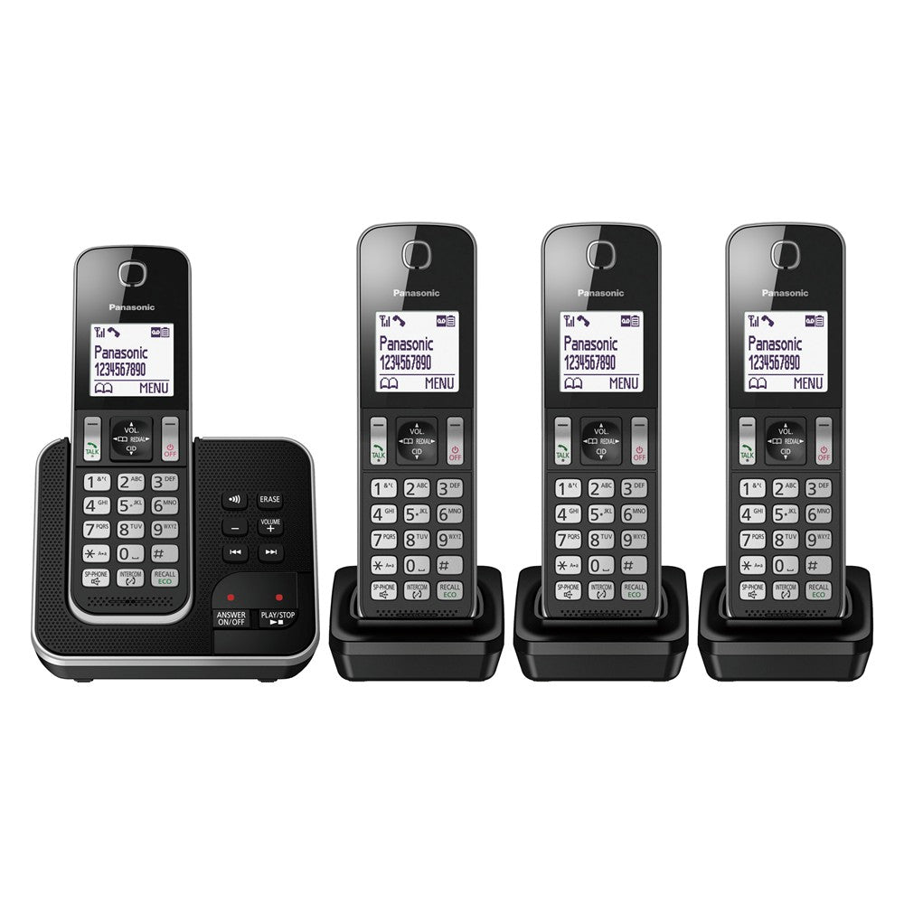Panasonic Digital Cordless Phone + Answering System - 4 Handset (KX-TGD324ALB)
