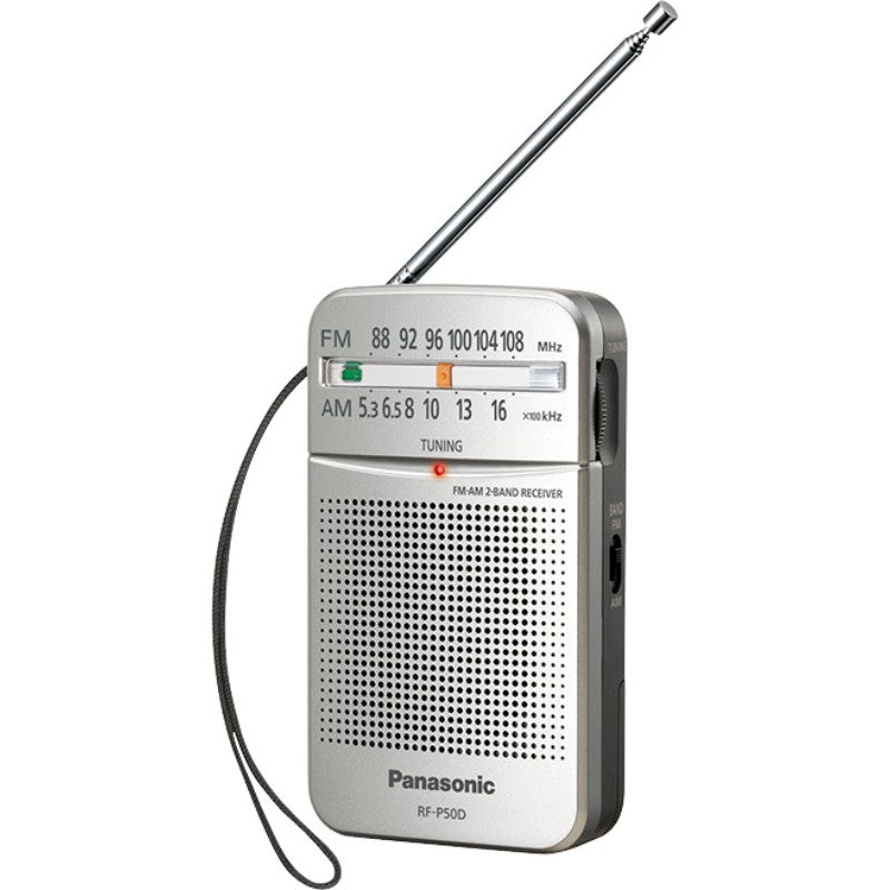 Panasonic AM/FM Portable Transistor Radio, With Earphones (RF-P50DGC-S)