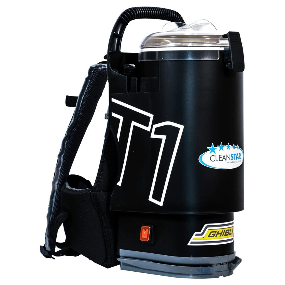 Ghibli T1 V3 Backpack Vacuum Cleaner 1450W Hepa Made in Italy - (Black with Clear Lid)