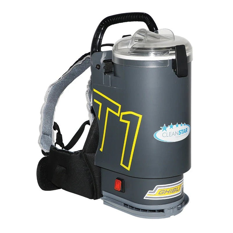Ghibli T1 V3 Backpack Vacuum Cleaner 1450W Hepa Made in Italy - (Charcoal with Clear Lid)