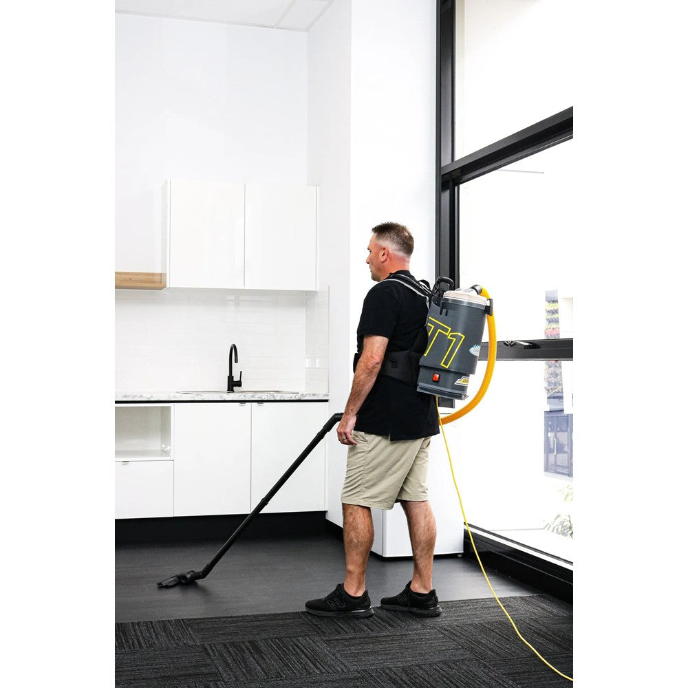 Ghibli T1 V3 Backpack Vacuum Cleaner 1450W Hepa Made in Italy - (Charcoal with Clear Lid)