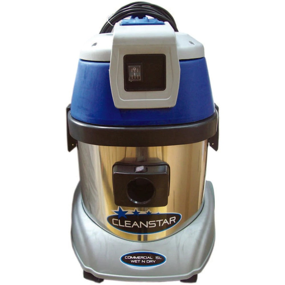 Cleanstar Commercial Stainless Steel Wet and Dry Vacuum Cleaner 15 litre 1000W- 240v  (VC15L)
